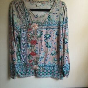 Johnny Was Multicolor Floral Blouse